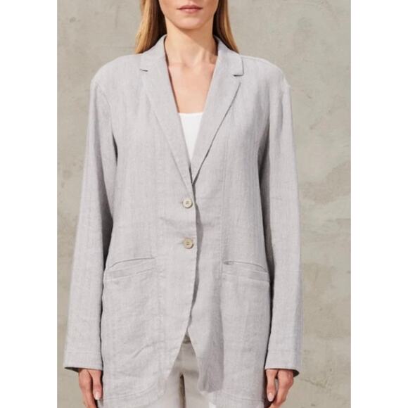 Transit par Such Light Grey Lagenlook Linen Blend Jacket Blazer sz 1=6 org. $999 - Picture 3 of 12